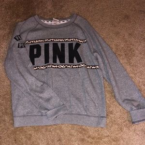 PINK grey crew neck